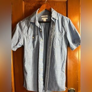 Amazon Essentials Short Sleeve Blue Chambray Shirt Extra Small Slim